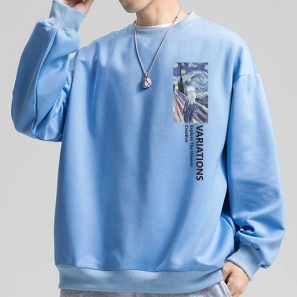 . Other - Blue Mens Drop Shoulder Pullover